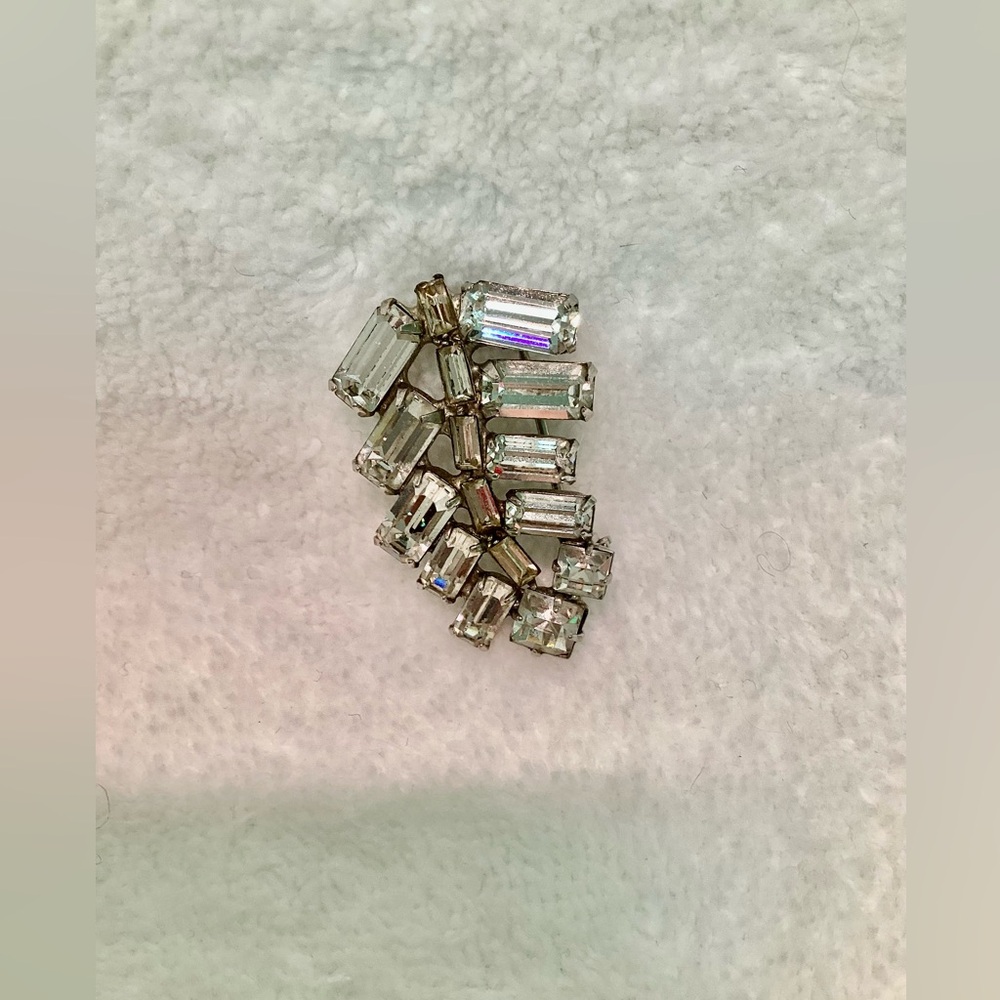 Elegant Silver Crystal Brooch